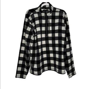 Duluth Mens Silver Bay Black White Buffalo Plaid Fleece Sweatshirt